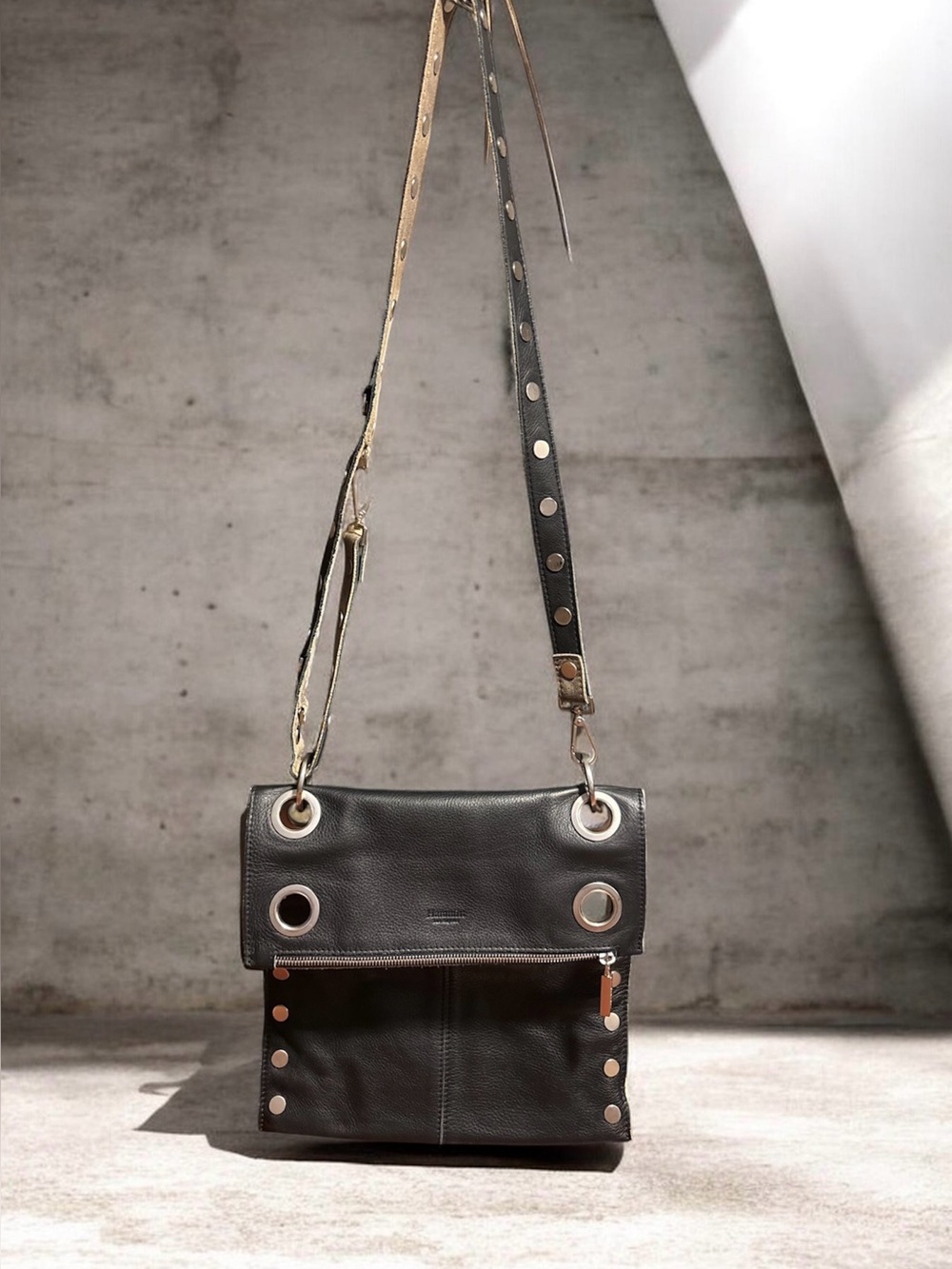Hammitt Montana Large Reversible Crossbody Bag Black & Taupe Pewter - Excellent
